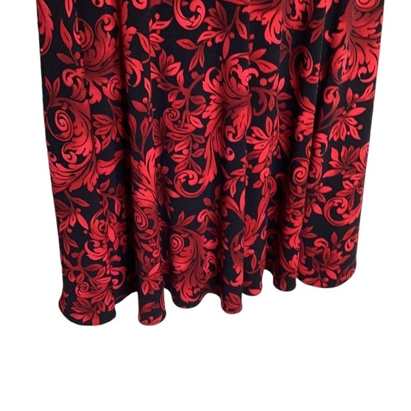 Peter Nygard Red/Black Print Sleeveless Ruched Waist V-Neck Dress in Size 16 - Picture 13 of 14
